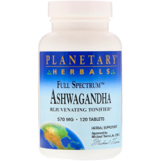 Planetary Herbals, Повний спектр, ашваганда, 570 мг, 120 таблеток