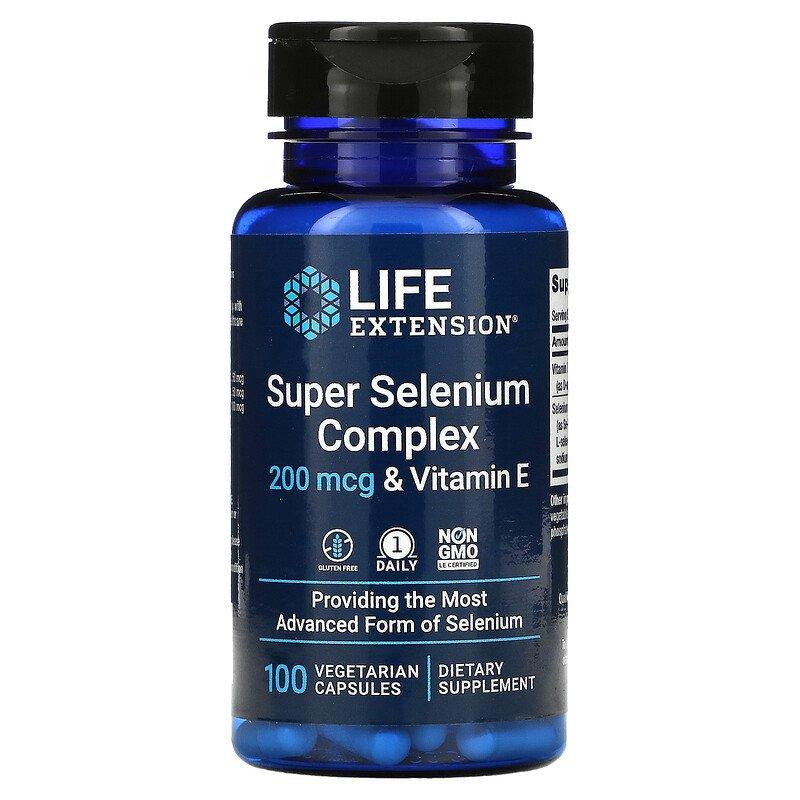 Селен с витамином Е, суперкомплекс, Super Selenium Complex & Vitamin E, Life Extension, 200 мкг, 100 вегетарианских капсул