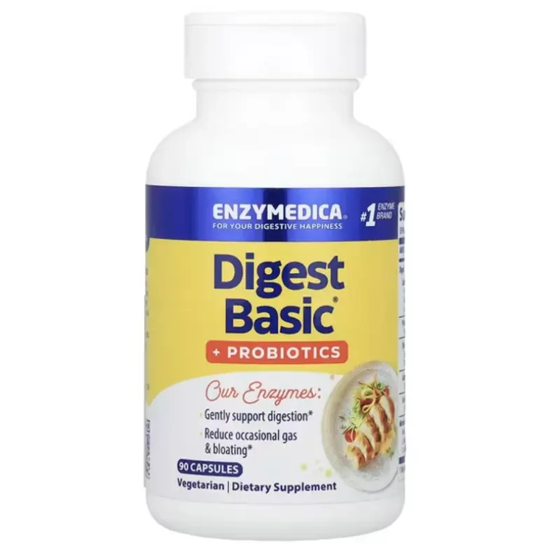 Ферменти та пробіотики, Digest Basic + Probiotics, Enzymedica, 90 капсул