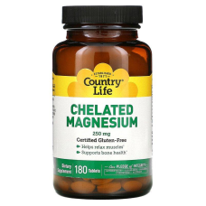 Country Life, магній у хелатній формі, 250 мг, 180 таблеток