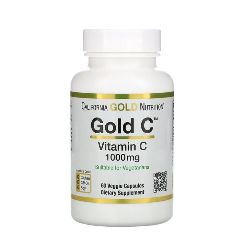 California Gold Nutrition, Gold C, вітамін C, 1000 мг, 60 вегетаріанських капсул