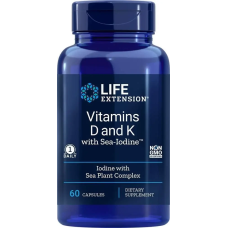 Life Extension, вітаміни D і K з йодом Sea-Iodine, 60 капсул