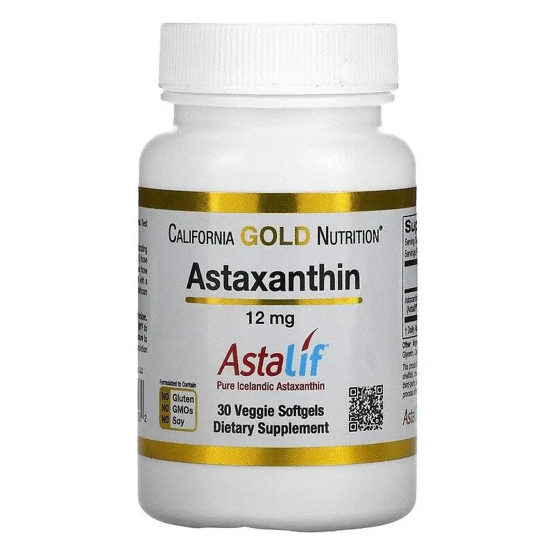 California Gold Nutrition, астаксантин, чистий ісландський продукт AstaLif, 12 мг, 30 рослинних таблеток