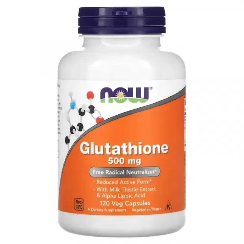 Глутатіон, Glutathione, Now Foods, 500 мг, 120 рослинних капсул