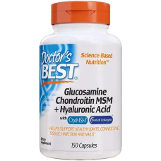 Глюкозамін, xондроітін, МСМ + гіалуронова кислота, Glucosamine Chondroitin MSM, Doctor“s Best, 150 капсул